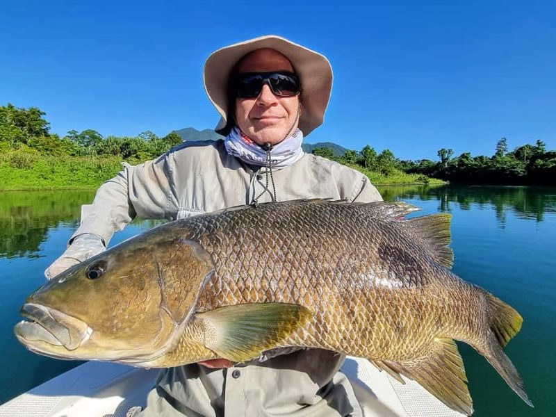 spottail bass caught by angler in papua new guinea