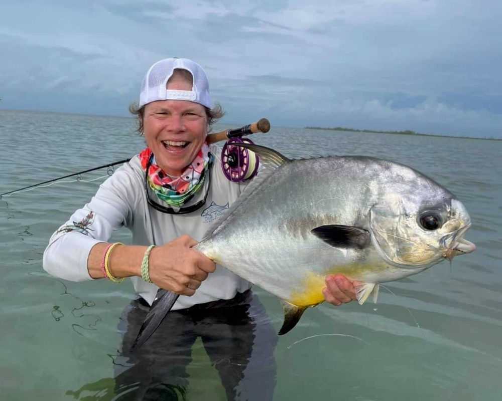 angler with permit at el pescador lodge