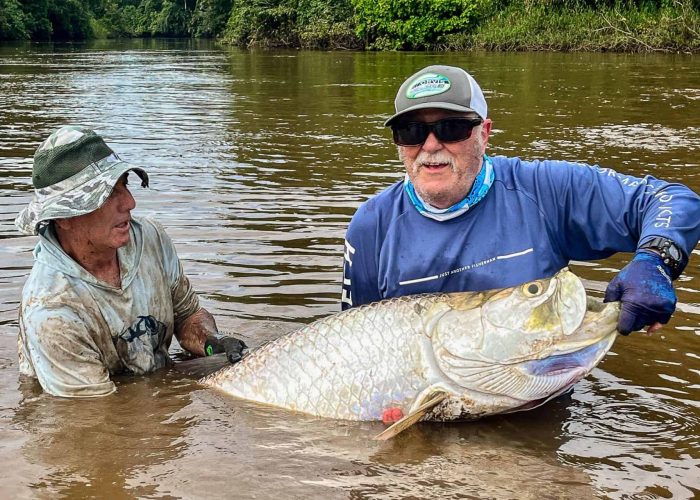 large tarpon caught by angler in costa rica's jungle tarpon reserve