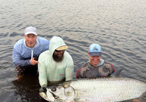 Angler holding Tarpon caught at Skimmer Island in Cabinda Angola