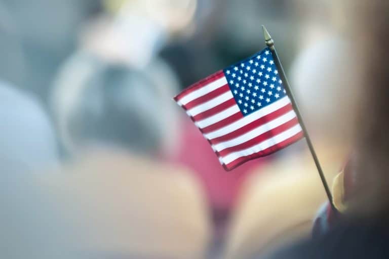 small american flag waving to register a company in the US A