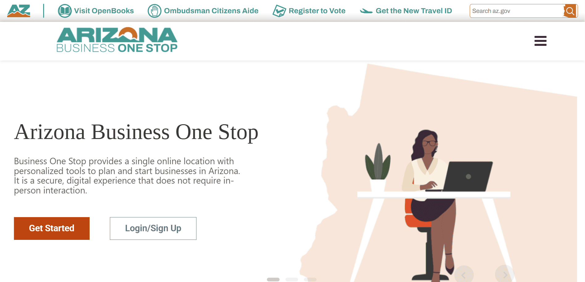 Screenshot of the Arizona Secretary of State website