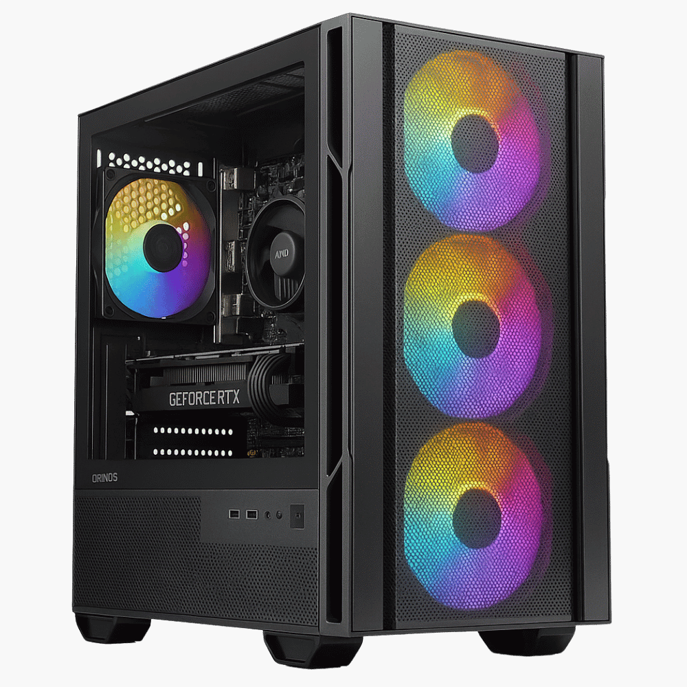 Gaming PC with RGB cooling fans and high-performance components for budget gaming builds.
