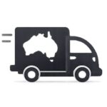 Delivery truck with Australia map icon, representing custom PC building services in Australia.