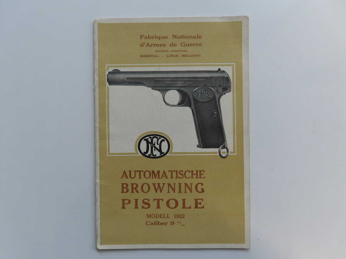 Original FN Booklet for the FN Model 1922 Pistol
