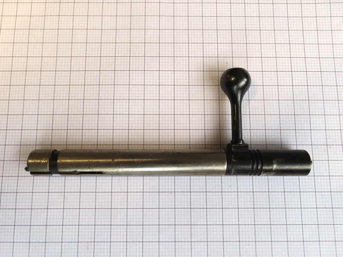 Antique firearm cleaning tool, metal cleaning rod with handle for guns and rifles.