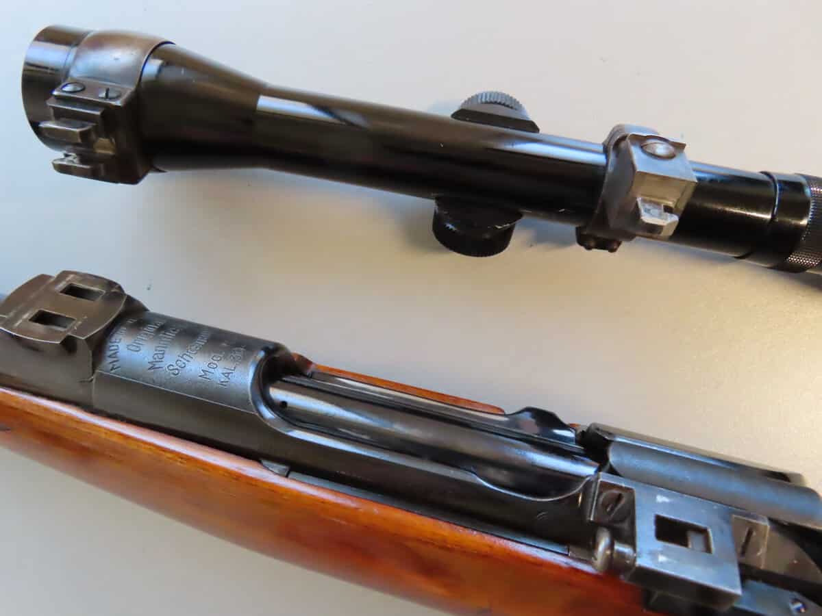 High-quality rifle with scope, used for hunting or shooting sports, showcasing precision shooting equipment.