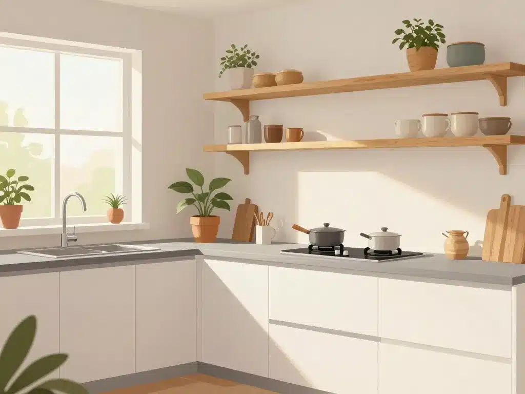 Cuisine blanche plan de travail gris, matériaux et textures