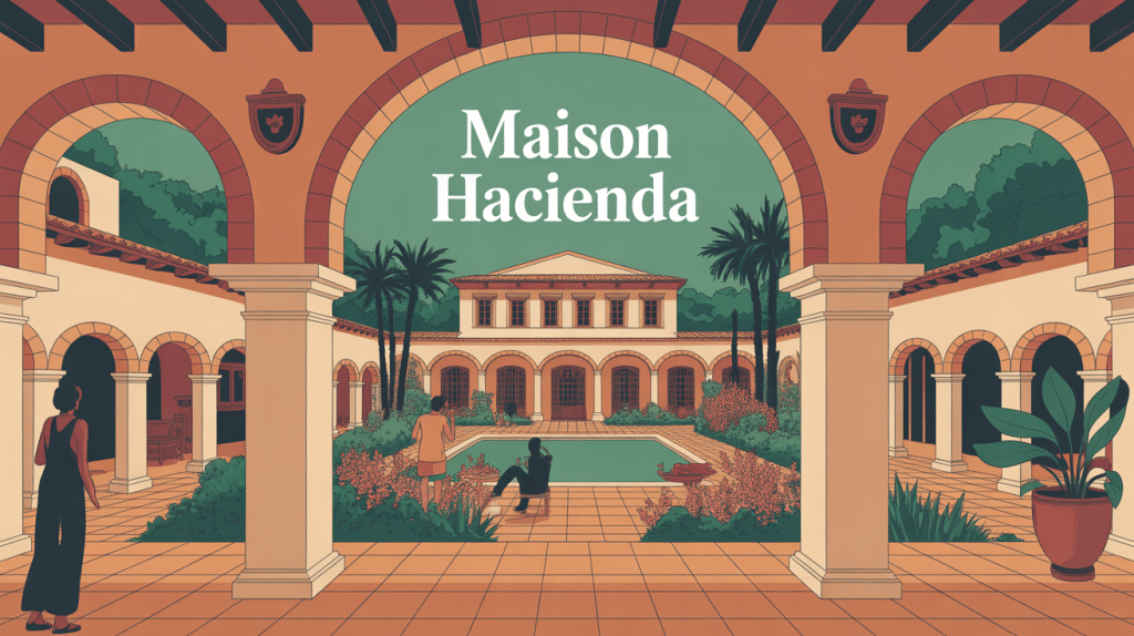 maison hacienda vue patio central ambiance chaleureuse