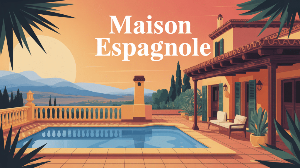 maisons espagnoles typiques sous ciel lumineux