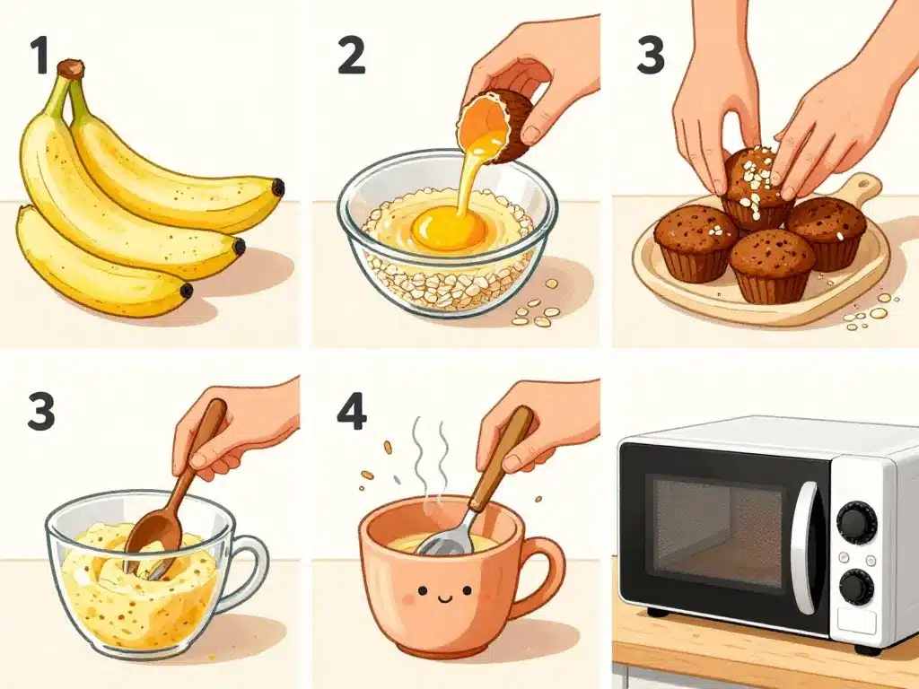 étapes préparation mug cake banane healthy