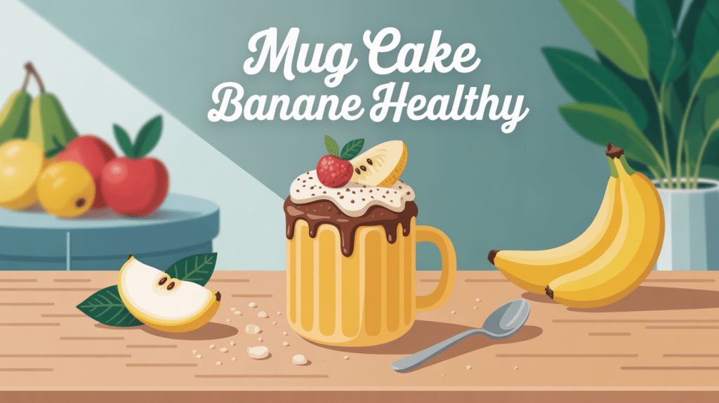 illustration mug cake banane healthy avec banane et avoine