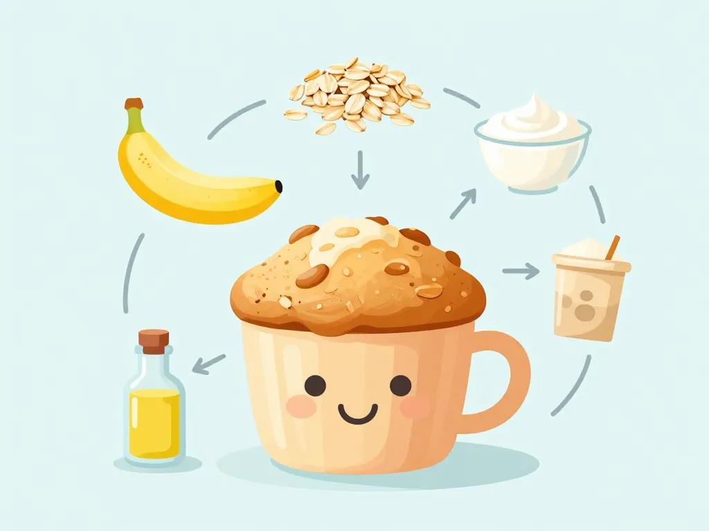 schéma ingrédients mug cake banane healthy