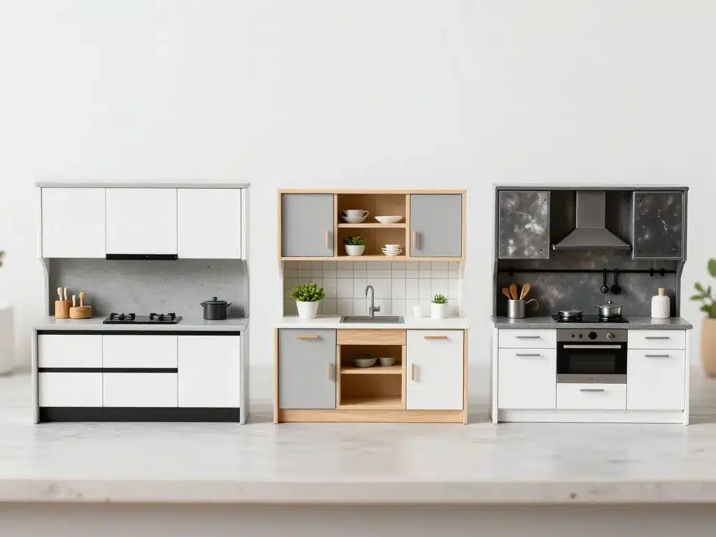 Différents styles cuisine blanche plan de travail gris