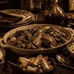 accompagnement coq au vin avec purée, spätzle et légumes