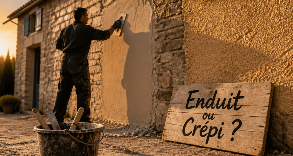 crépi ou enduit extérieur appliqué sur façade