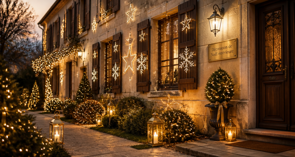 decoration noel exterieur facade lumineuse