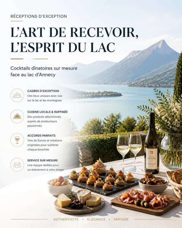 Traiteur Annecy : cocktail dînatoire raffiné avec vue sur le lac