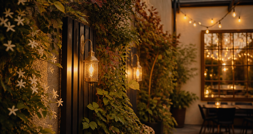 idee pour cacher un mur exterieur avec plantes et bois