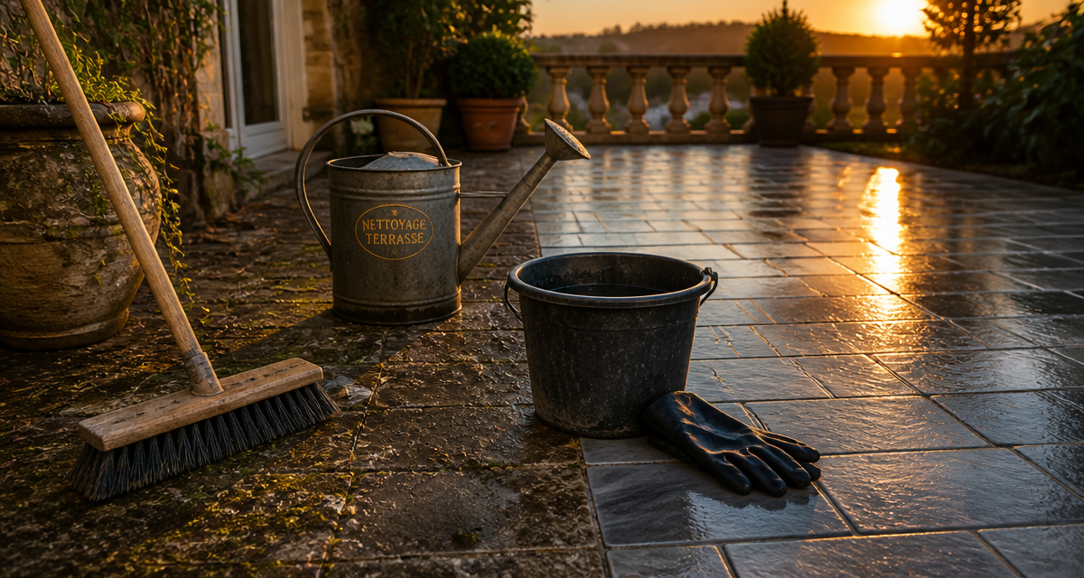 nettoyage dalle terrasse javel moitié propre moitié sale