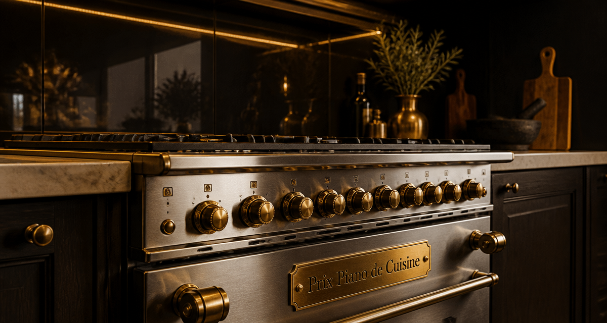 prix piano cuisine inox laiton boutons dorés