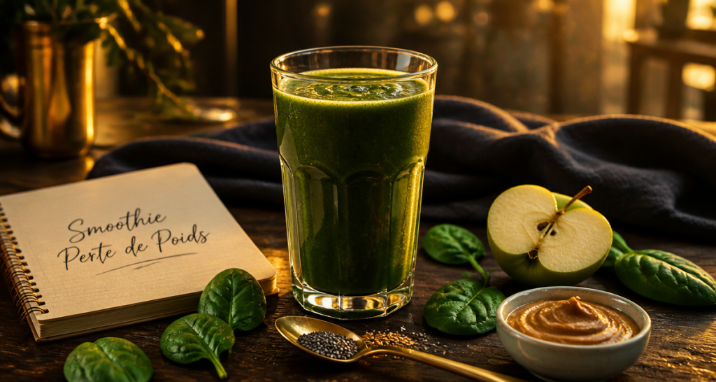 smoothie perte de poids vert pomme épinard chia