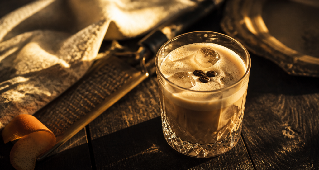 cocktail orgasme crémeux dans un verre old fashioned