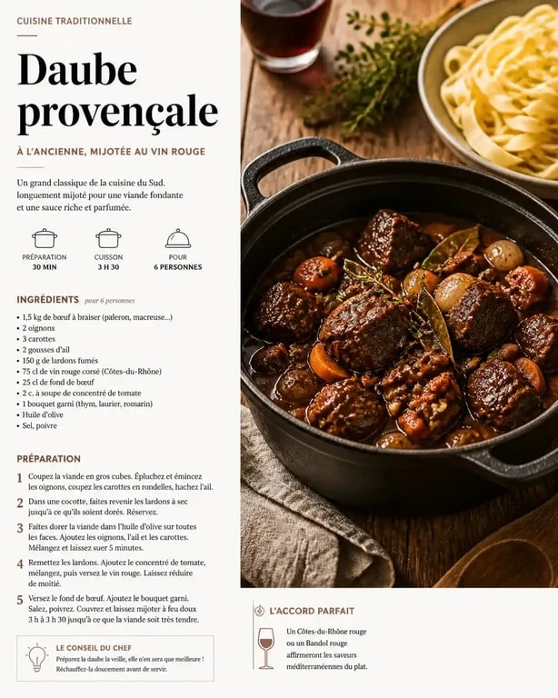 Daube provençale traditionnelle au restaurant Les Ombrages