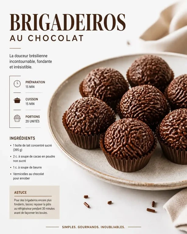 Assiette de brigadeiros au chocolat, la célèbre confiserie brésilienne