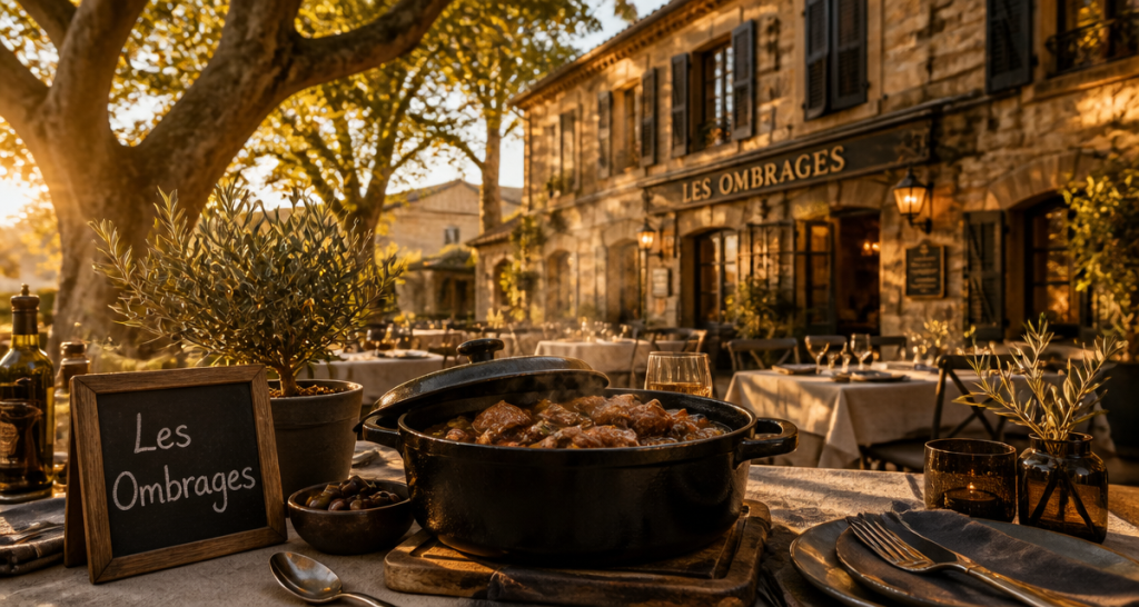 restaurant les ombrages terrasse daube provençale