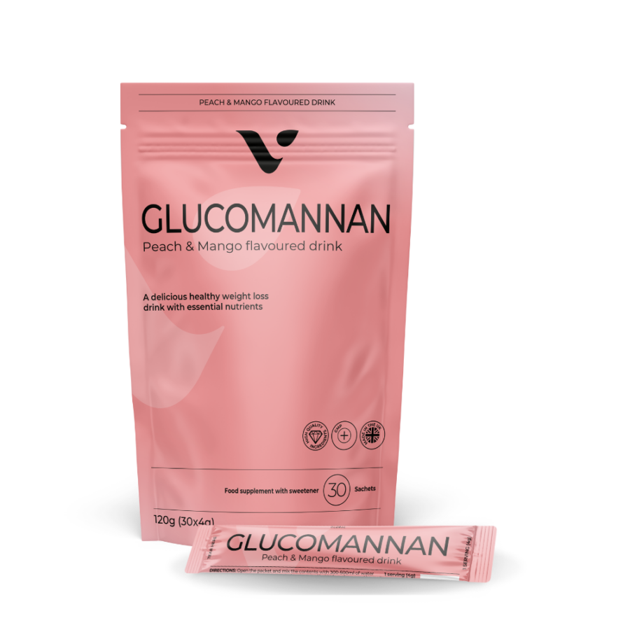 Glucomannan Valentus | Glucomanano, Cafeína , Té Verde, Vitamina D3 y Cromo y ácido Fólico Sin Gluten