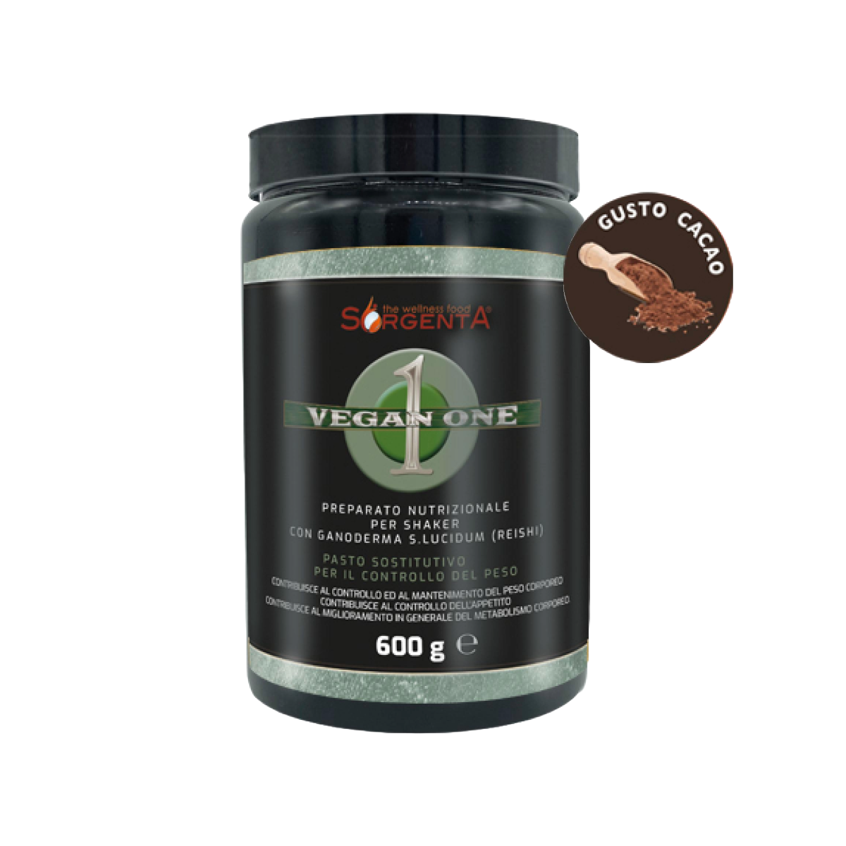 Sabor Cacao Batido de sustitución de Comidas para Control de Peso Vegan One Sorgenta   600gr - Sabor Cacao
