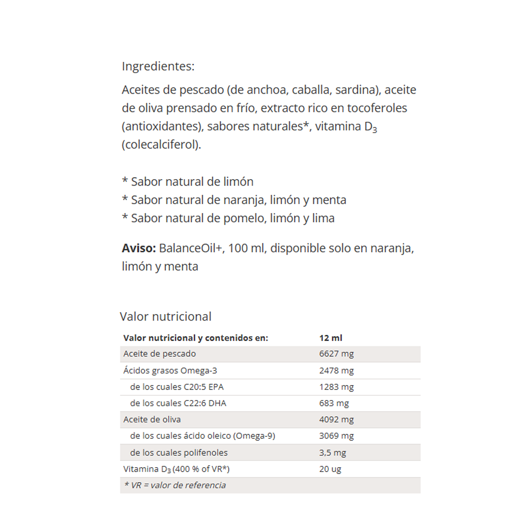 BalanceOil+ sabor uva y lima limón | Complemento alimenticio con Omega-3, polifenoles y vitamina D3 - Imagen 3