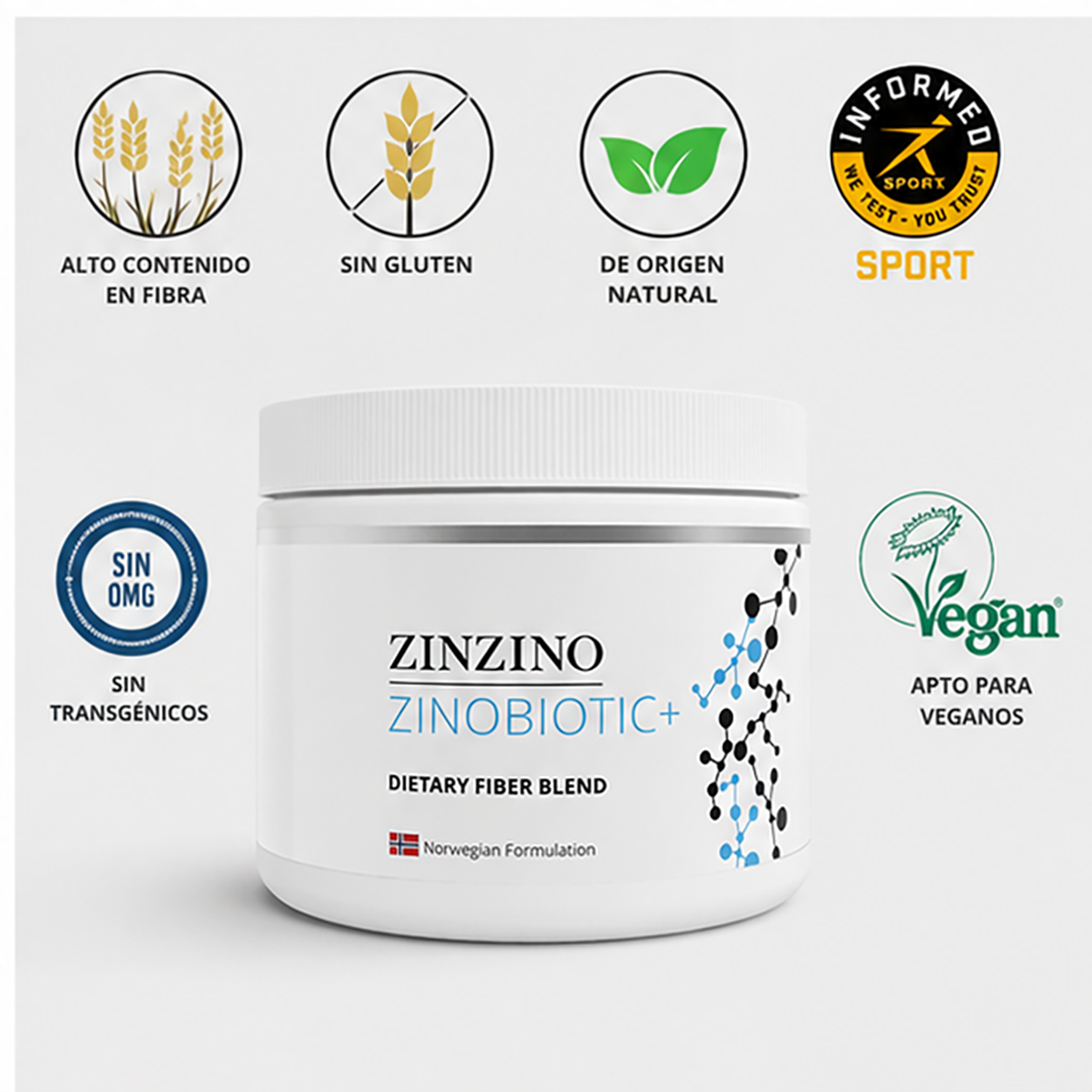 ZinoBiotic+ | 8 fibras con Inulina, Psilio y Betaglucanos - Imagen 2