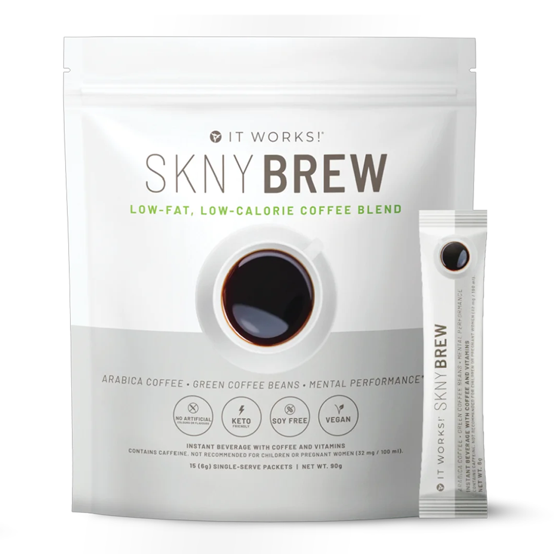 IT WORKS! SKNY Brew Café funcional con vitaminas B y extractos vegetales para tu rutina diaria