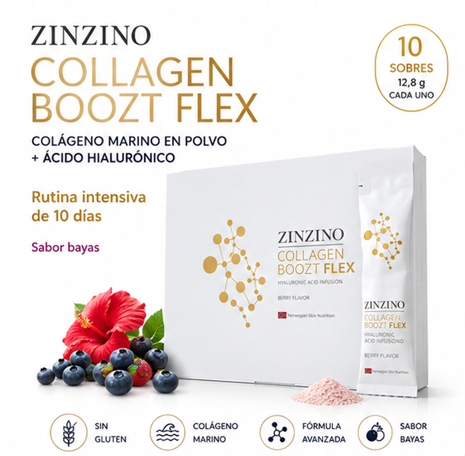 Collagen Boozt Flex Zinzino | Colágeno marino en polvo con ácido hialurónico - Imagen 2