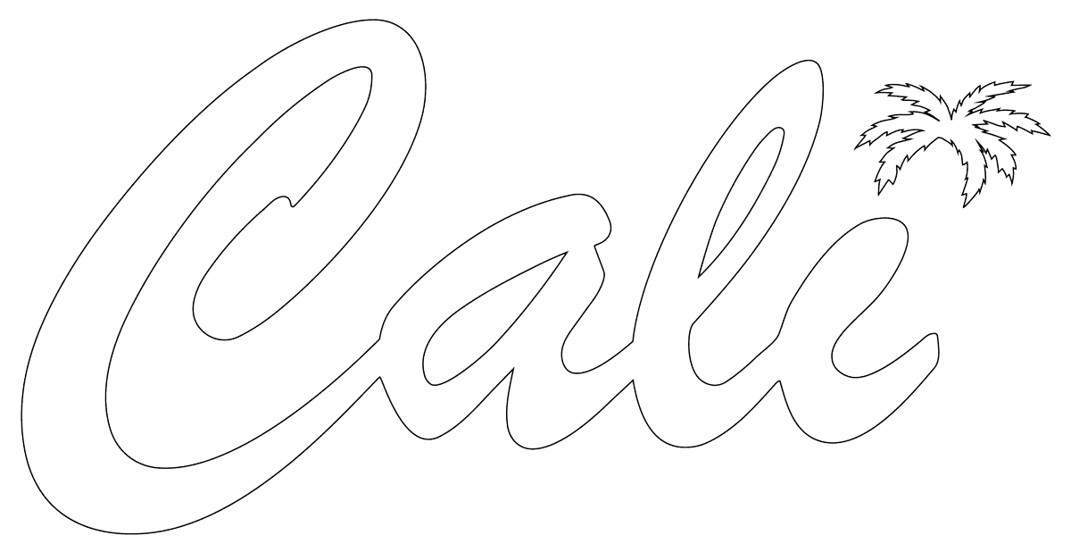 Cali MN white logo with palm leaves
