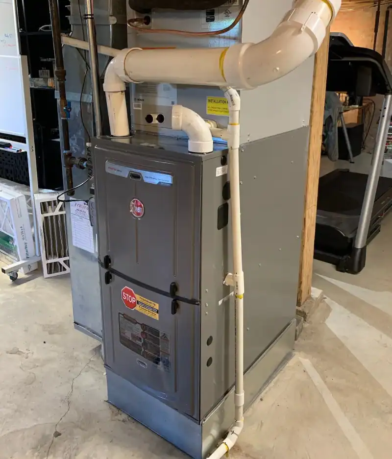 Rheem-High-Efficiency-Gas-Furnace-Basement-Installation