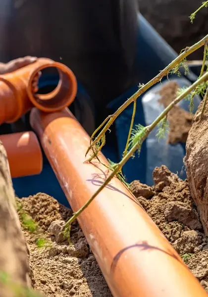 Underground-Sewer-Pipe-Laid-In-Dirt-Trench