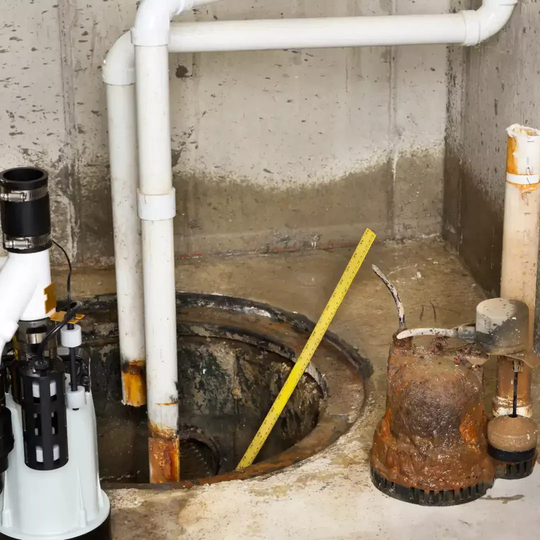 Old-Rusted-Sump-Pump-Replacement-In-Basement