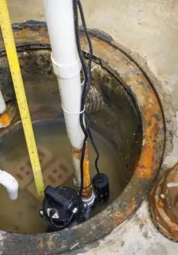 Sump-Pump-Installed-In-Concrete-Basement-Basin