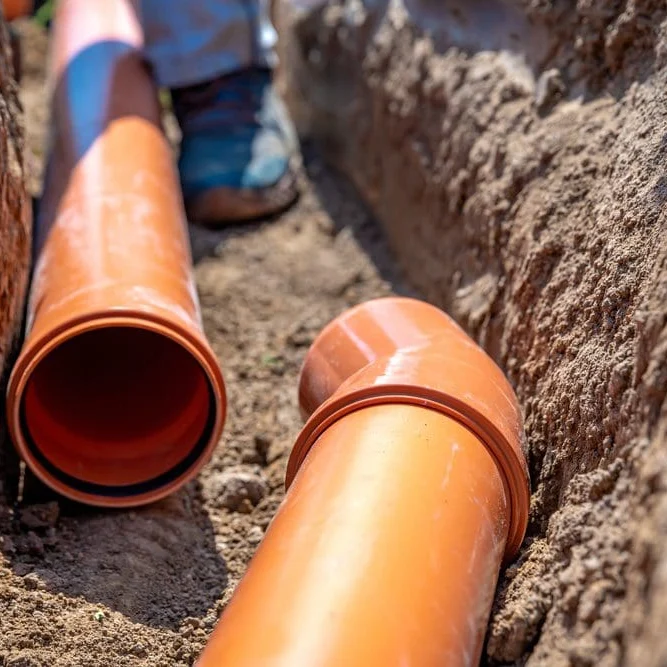 Sewer-Pipe-Installation-In-Excavated-Ground-Trench