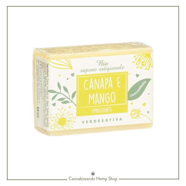 Sapone vegetale Mango Verdesativa canapa e olio di Mango Formato 100 grammi