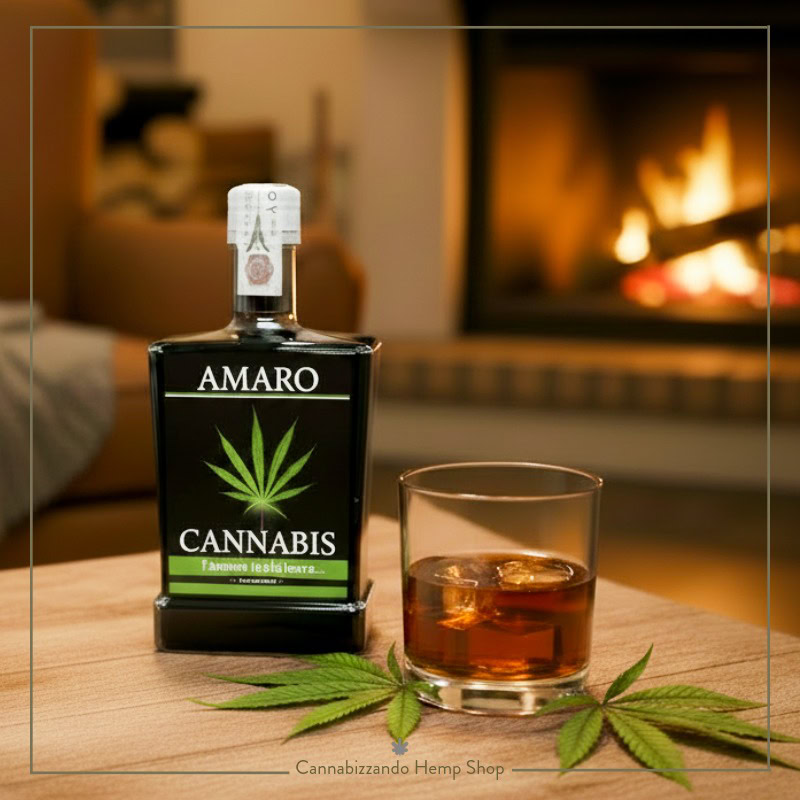 Un amaro diverso, dal sapore equilibrato, pungente con un retrogusto leggermente nocciolato conferito dai semi di canapa.