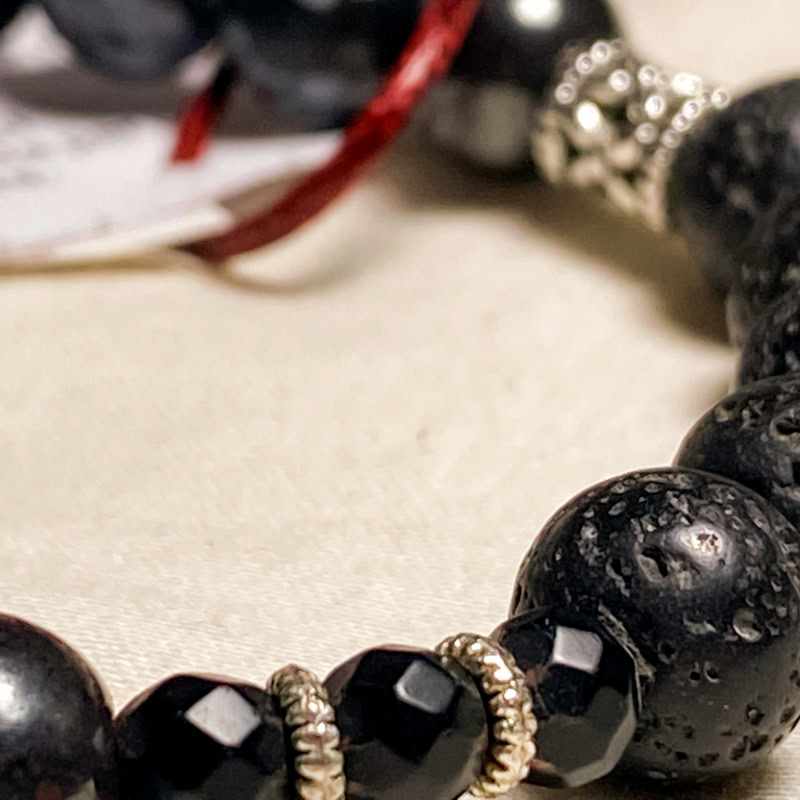 Bracciale in Ossidiana e Pietra Lavica - Gimo Jewels - immagine 2