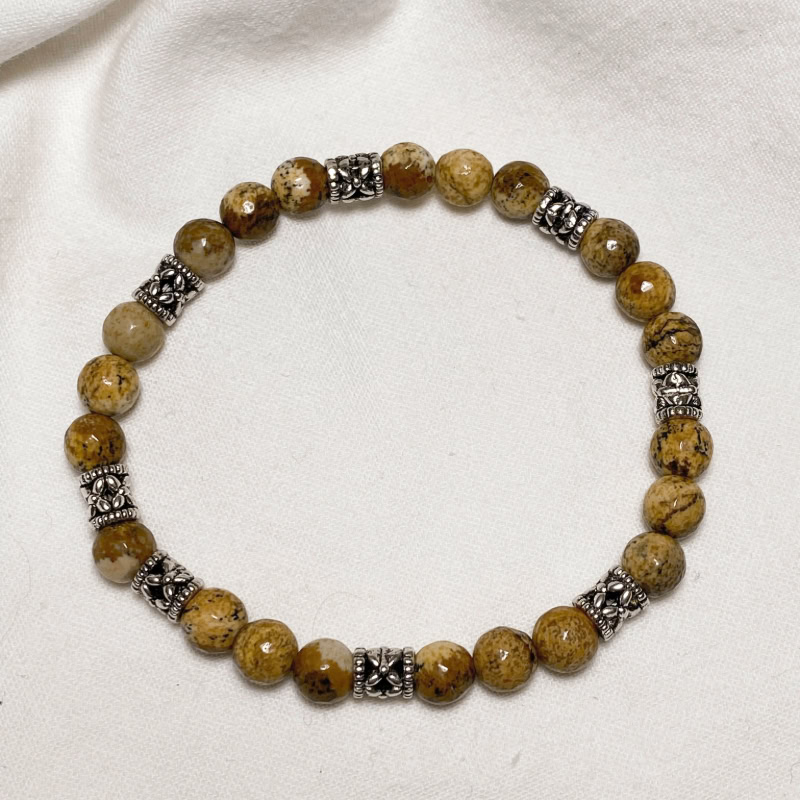 Bracciale elastico in pietra naturale di Diaspro