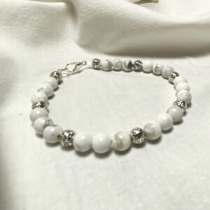 Bracciale in pietra naturale di Howlite - Mod. MoonLight