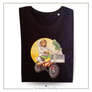 T-SHIRT donna design unico e originale – in cotone organico COLORE NERO in cotone 100% organico
