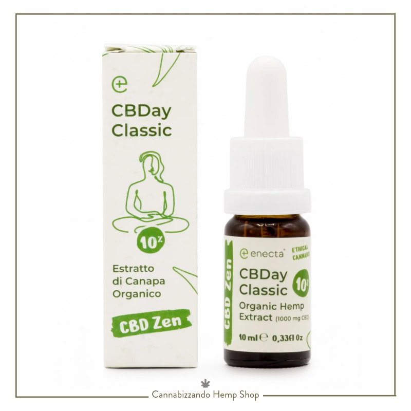 CBDay Classic 10%: Olio di CBD a spettro completo (Full Spectrum), pensato per aiutare a tenere a bada gli stati ansiosi, favorire il rilassamento e fungere da supporto naturale in caso di attacchi di panico.
