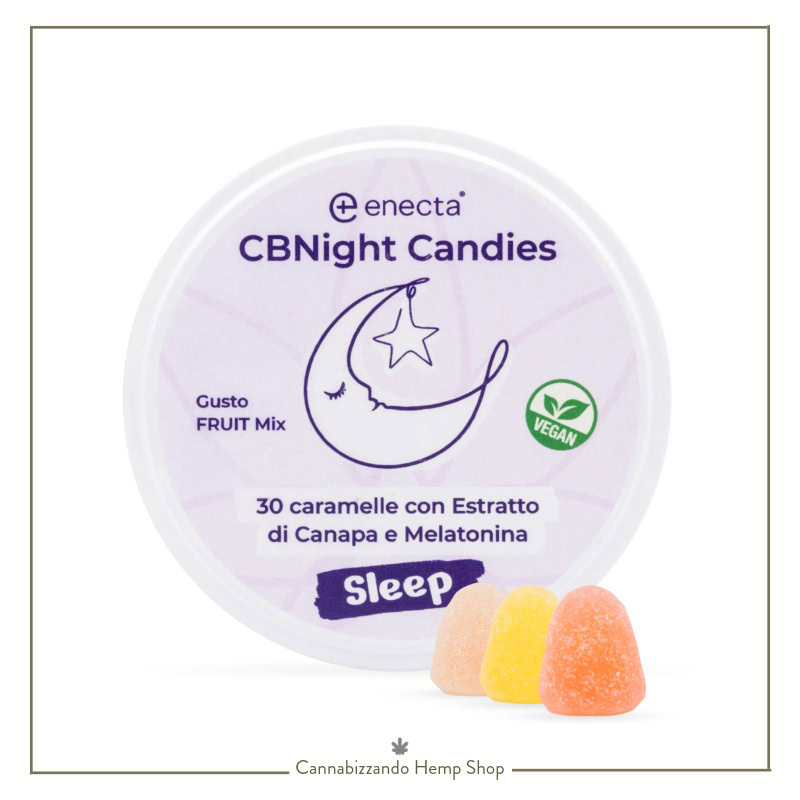 Le caramelle per dormire CBNight, con estratto di canapa e melatonina sono utili contro disturbi del sonno, risvegli notturni o difficoltà ad addormentarsi.